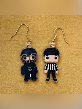 Vegas Golden Knights Hockey & Referee Mismatched Funko Pop Charm Earrings